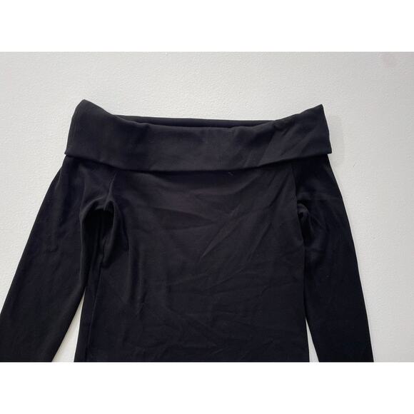 Veronica Beard Jeans Black Fawsett Top Off The Shoulder Sz M Pima Cotton Ribbed - Picture 5 of 8